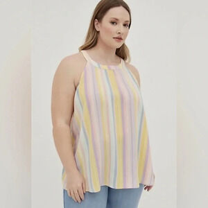 NWT Torrid Pastel Stripe Gauze Halter Cami Size 3x or 22-24